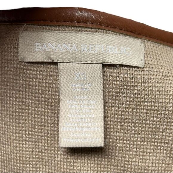 Banana Republic Silk Blend Color Block Cardigan Fall Colors Beige Dark Orange - Picture 6 of 9